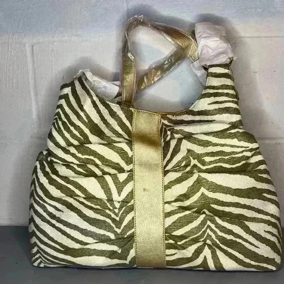 Christopher & Banks Large Purse Handbag Metallic Stripe Zebra Print NWT - Picture 3 of 7